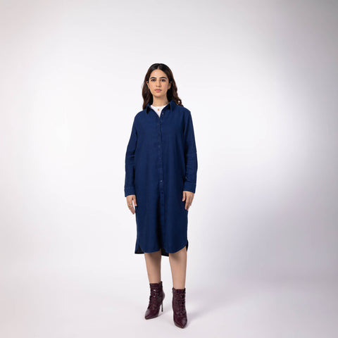 Women's Cotton Indigo Denim Dress Shirt