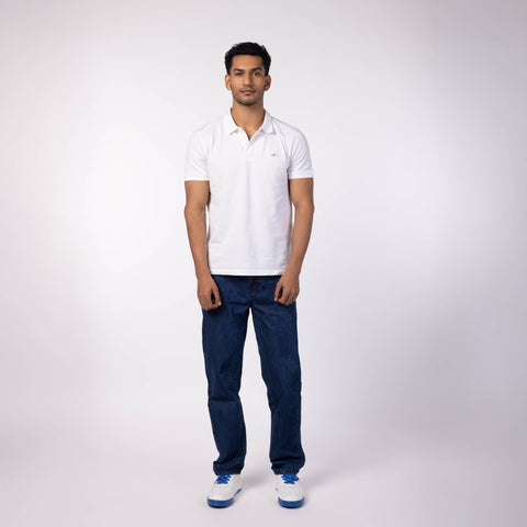 Men's Pique Polo - White