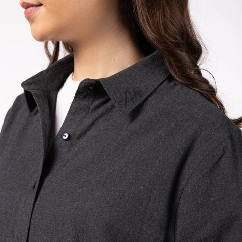 Women's Cotton Melange Dress Shirt - Charcoal