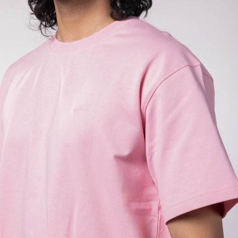 Unisex Oversized Round Neck T-Shirt - Powder Pink