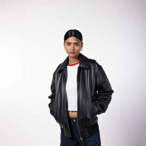Leather Reversible Jacket - Black