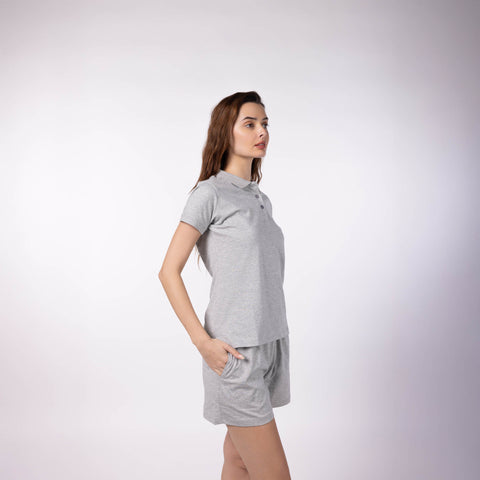 Women's Lounge Polo - Grey Melange