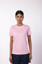 Women's Round Neck Gold Finish T-Shirt - Powder Pink