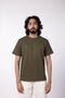 Men's French Terry Printed Round Neck T-Shirt - Olive