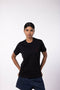Women's Round Neck Gold Finish T-Shirt - Black