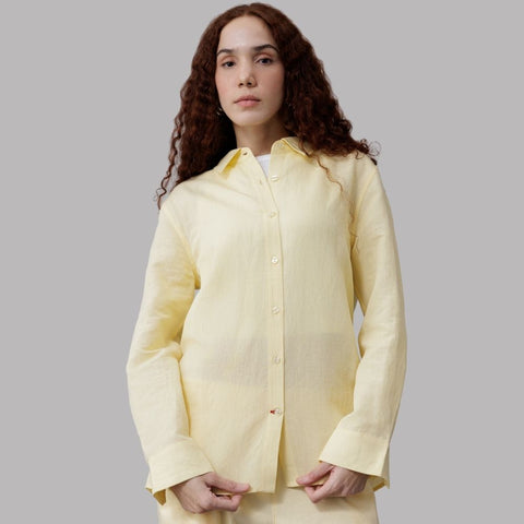 Women's Linen Classic Collar Shirt - Butter Yellow