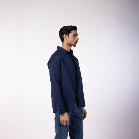 Men's Blended Classic Collar Shirt - Dark Blue