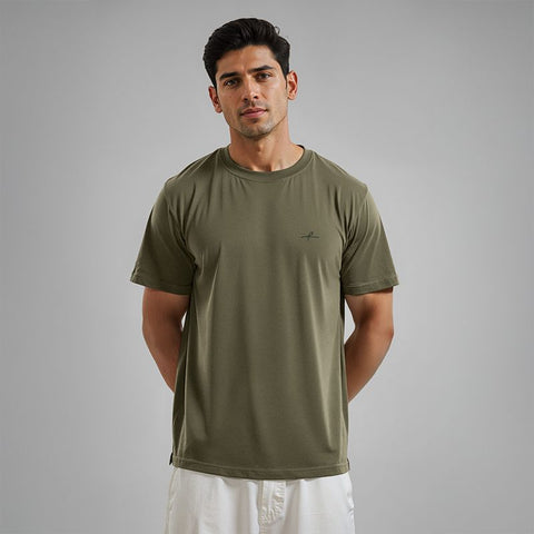 Men's Cotton Jersey Roundneck T-Shirt - Olive