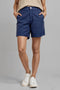 Women's Linen Baggy Shorts - Navy Blue