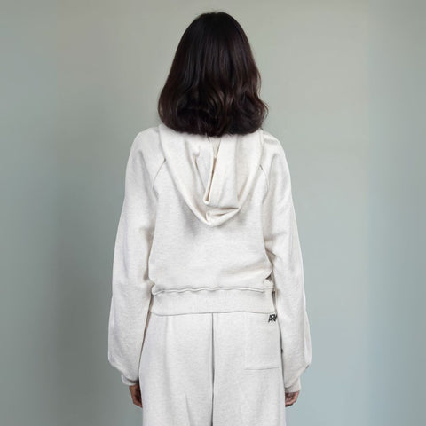 Women's French Terry Zipped Sleeve Hoodie - Beige