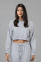 Women's French Terry Zipped Sleeve Hoodie - Grey Melange