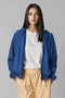 Women's French Terry Embossed Hoodie - Navy Blue