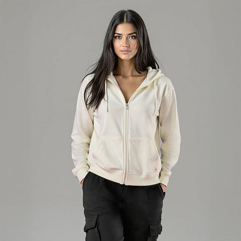 Women's French Terry Embossed Hoodie - Off White