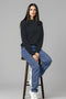 Women's French Terry Raglan Sleeve Sweatshirt - Black