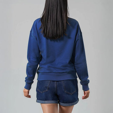 Women's French Terry Raglan Sleeve Sweatshirt - Navy Blue