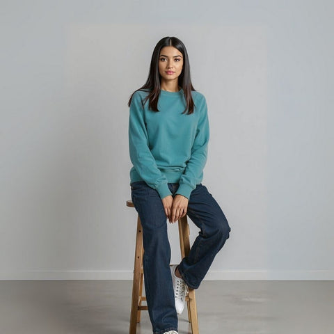 Women's French Terry Raglan Sleeve Sweatshirt - Teal