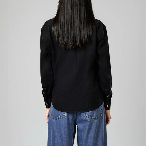 Women's Cotton Twill Shacket - Black