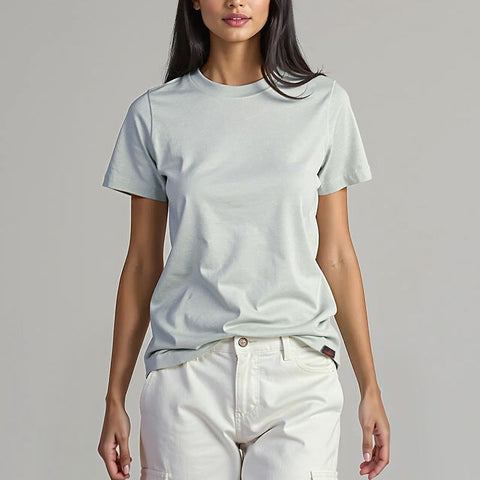 Women's Cotton Jersey Roundneck T-Shirt - Dawn Blue