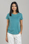 Women's Cotton Jersey Roundneck T-Shirt - Teal