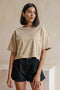 Women's French Terry Crop T-shirt - Beige