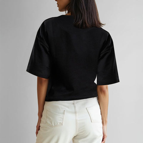 Women's French Terry Crop T-shirt - Black