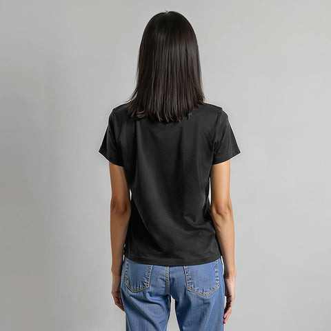 Women's Cotton Jersey V-Neck T-Shirt - Black