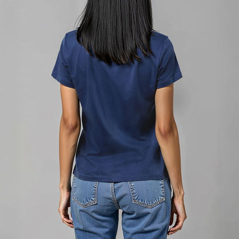 Women's Cotton Jersey V-Neck T-Shirt - Dark Blue