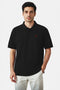 Men's Cotton Honeycomb Polo T-Shirt - Black
