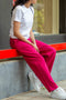 Women's Cotton Melange Tailored Pants - Maroon