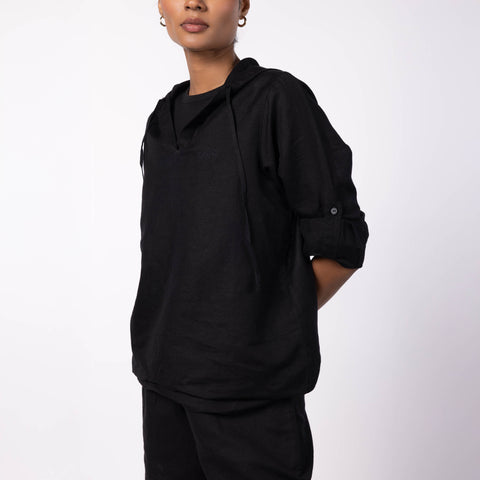 Women's Hooded Shirt - Black