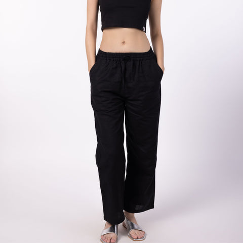 Women's Blended Drawstring Pants - Black