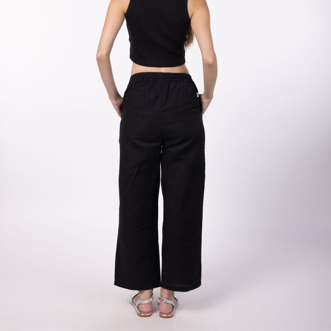 Women's Blended Drawstring Pants - Black