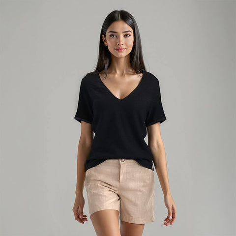 Women's Flatknit Kaftan Top - Black