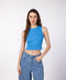 Women's Ribbed Crop Top - Blue
