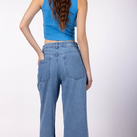 Women's Wide Leg Jeans - Blue