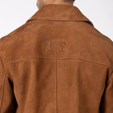 Suede Leather Jacket - Camel Brown