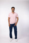 Men's Cotton Honeycomb Polo  T-Shirt - Powder Pink