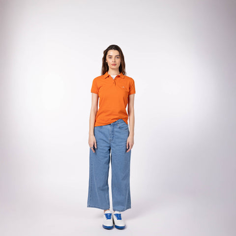 Women's Pique Polo - Pumpkin