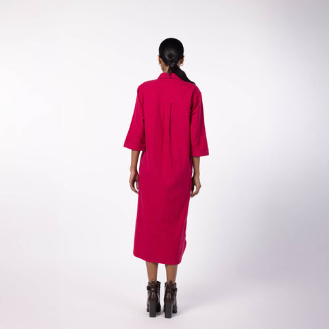 Women's Cotton Melange Dress Shirt - Maroon