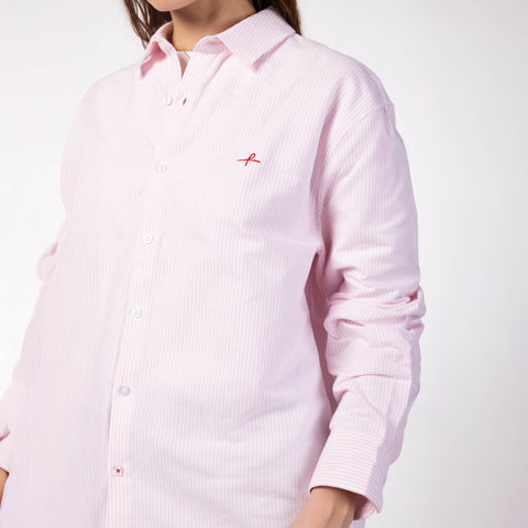 Cotton Oxford Stripe Shirt - Pink