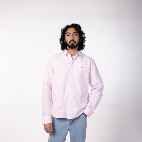 Cotton Oxford Stripe Shirt - Pink