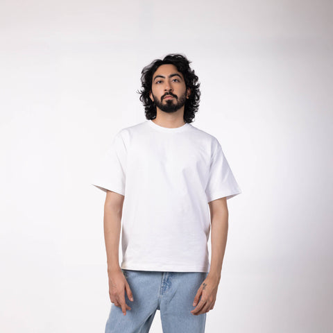 Unisex Oversized Round Neck T-Shirt  - White