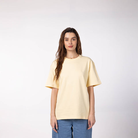 Unisex Oversized Round Neck T-Shirt  - Butter Yellow