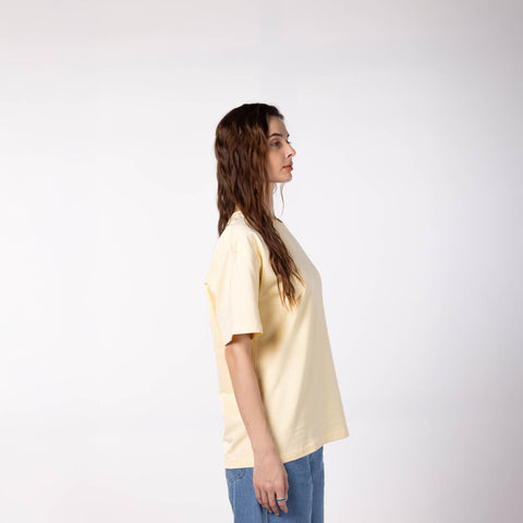 Unisex Oversized Round Neck T-Shirt  - Butter Yellow