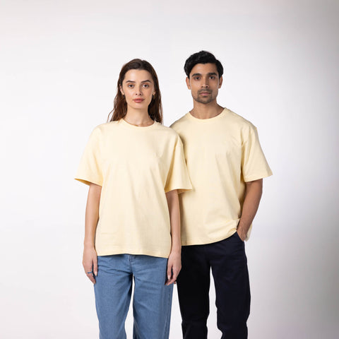 Unisex Oversized Round Neck T-Shirt  - Butter Yellow