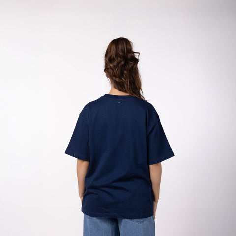 Unisex Oversized Round Neck T-Shirt  - Dark Blue