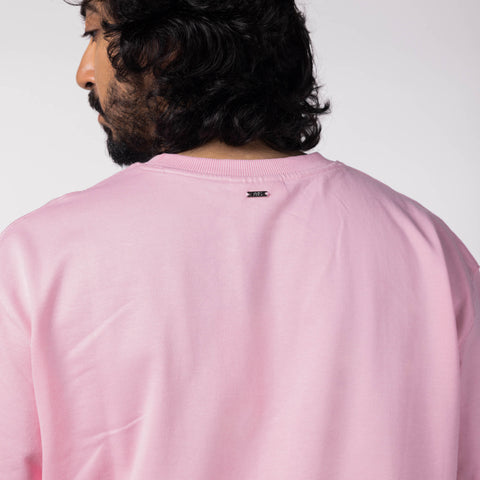 Unisex Oversized Round Neck T-Shirt  - Powder Pink