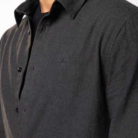 Men's Regular Collar Cotton Melange - Charcoal