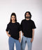 Unisex Oversized Round Neck T-Shirt  - Black