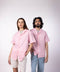 Unisex Half Sleeves Notch Collar Shirt- Powder Pink